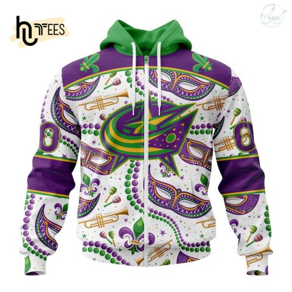 Personalized NHL Columbus Blue Jackets Special Mardi Gras Design Hoodie