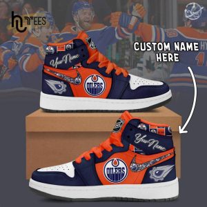 Custom NHL Edmonton Oilers Air Jordan 1 Hightop Sneaker