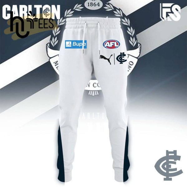 AFL Carlton Blues Combo 2024 White Hoodie, Jogger