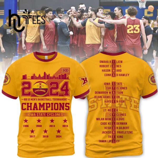 Iowa State Cyclones 2024 Men’s Gold Basketball Champions Hoodie 3D