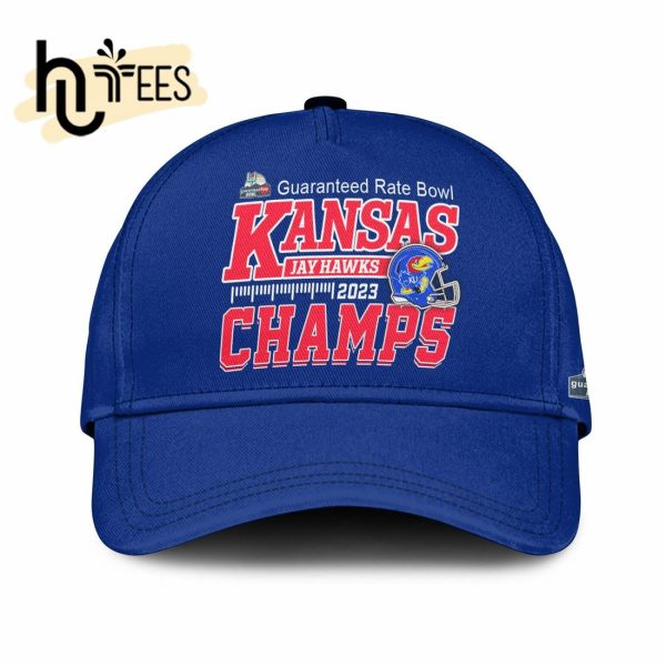Kansas Jayhawks 2024 Guaranteed Rate Bowl Champions Navy Hoodie, Jogger, Cap