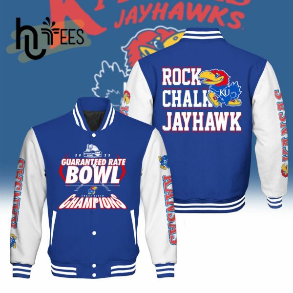 NCAA Kansas Jayhawks Guaranteed Rate Bowl Champions Navy Baseball Jacket