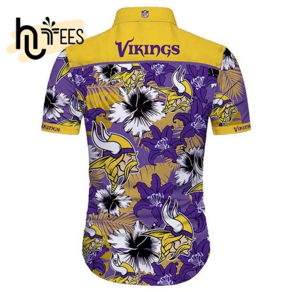 NFL Minnesota Vikings Tropical Flower Purple Yellow Trendy Hawaiian Shirt Aloha Shirt