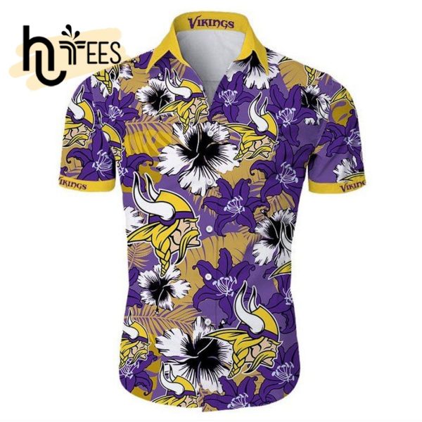 NFL Minnesota Vikings Tropical Flower Purple Yellow Trendy Hawaiian Shirt Aloha Shirt