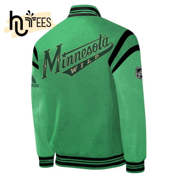 NHL Minnesota Wild Hockey Team Green Baseball Jacket Limited Edition