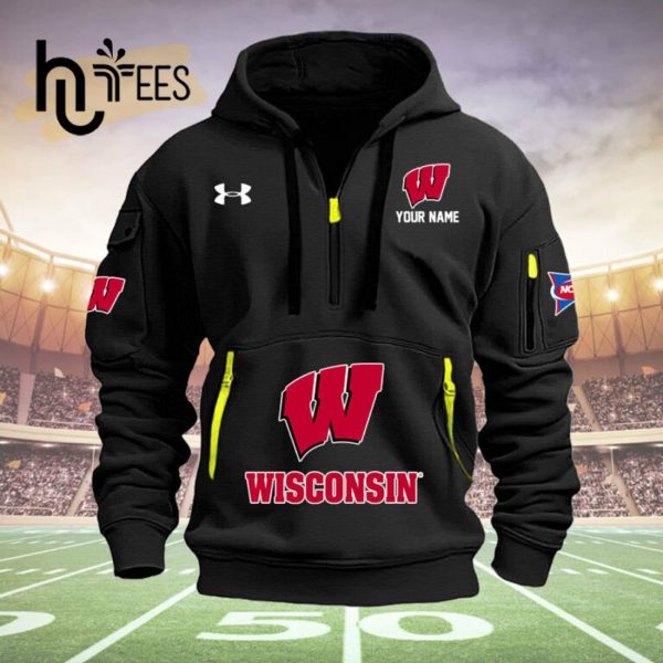 NCAA Wisconsin Badgers Football Custom Name Black Hoodie