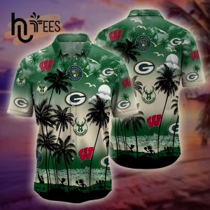 HOT TREND Wisconsin Sports Palm Tree Hawaiian Shirt
