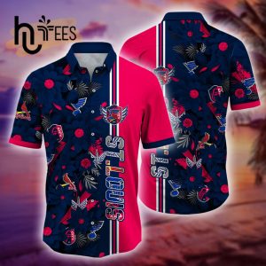 St. Louis Sports Leaf Style Hawaiian Shirt – Navy
